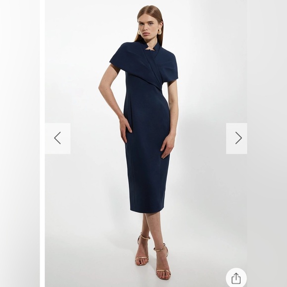Karen Millen Dresses & Skirts - NWT Karen Millen Structured Crepe Cape Detail midi Dress Sz 4
